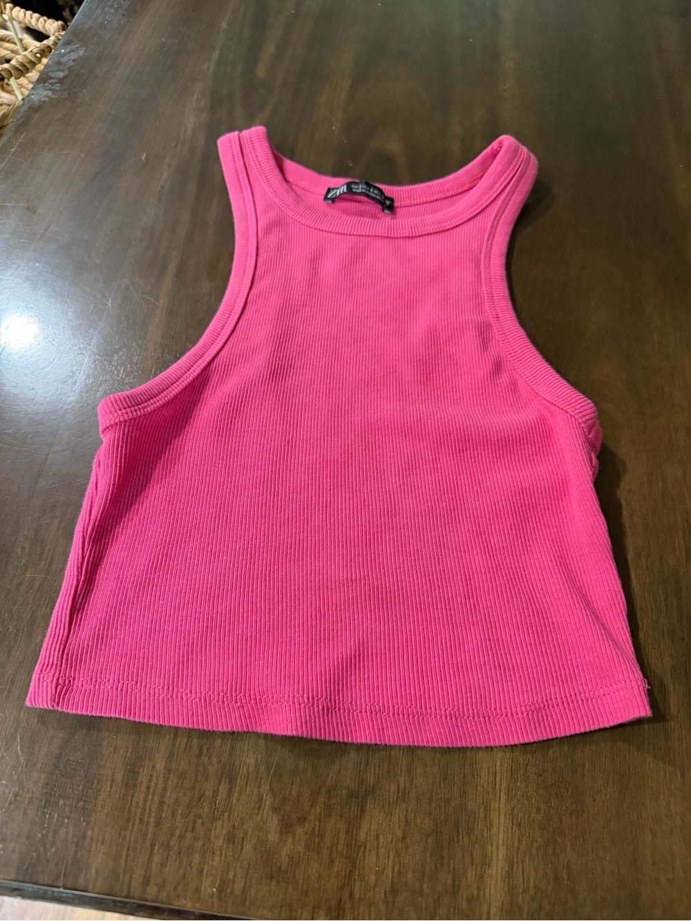 Zara Bright Hot Pink Ribbed Tank Top
